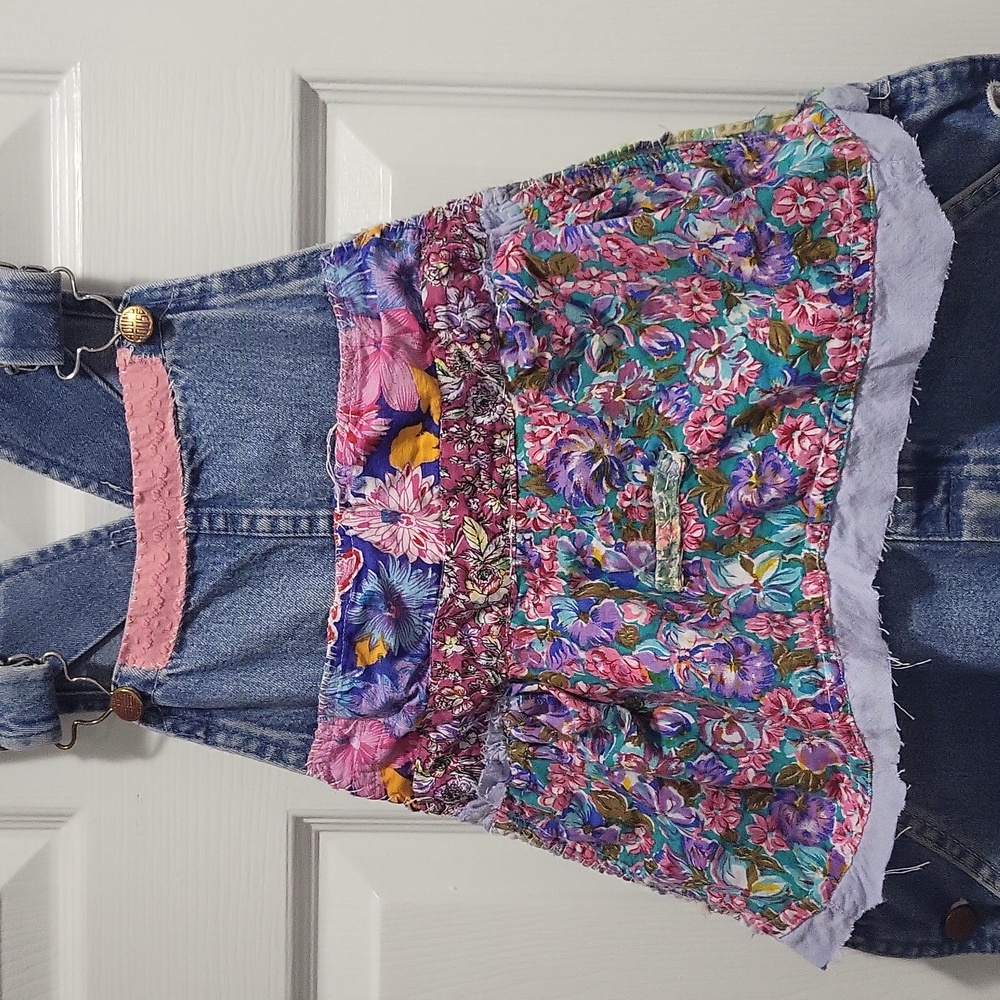 Upcycled,Patchwork Denim Overalls - image 2